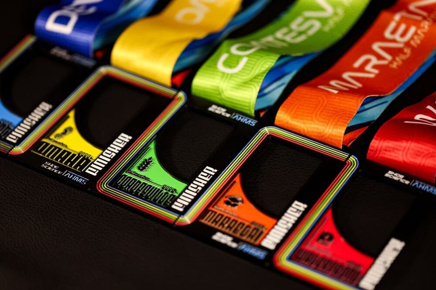 Custom 'AHMS Finisher' medals.