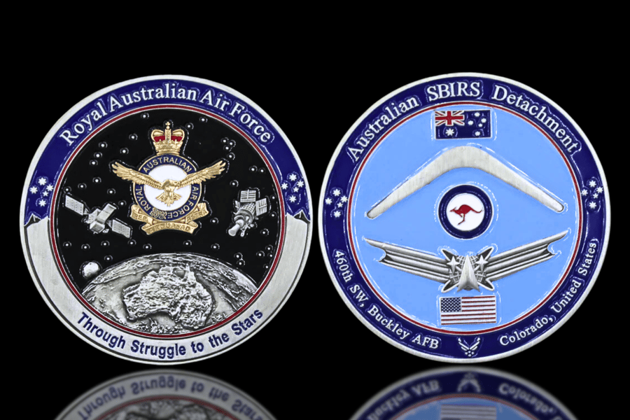 Picture of The Australia Space Based Infrared Systems Detachment challenge coin.
