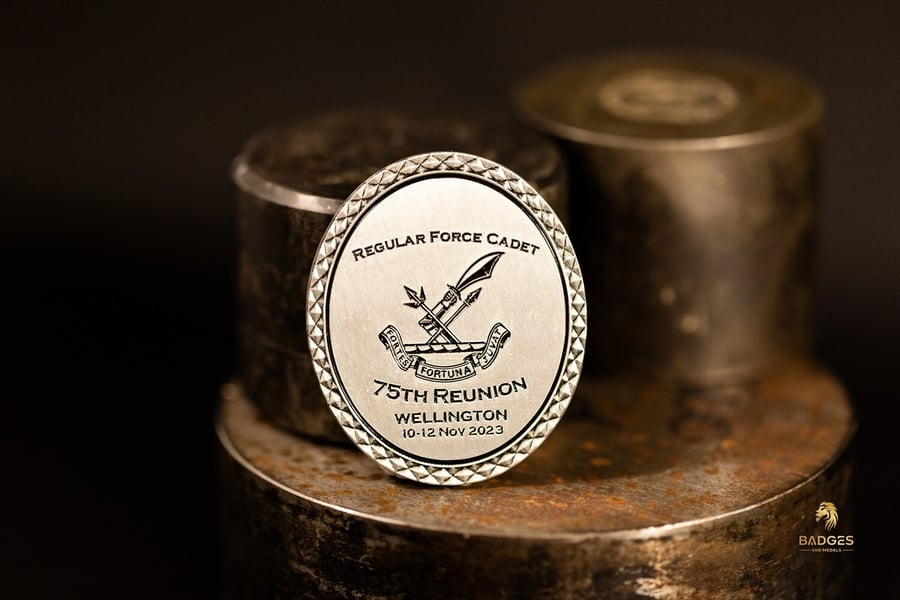 Custom oval challenge coin for New Zealand's Regular Force Cadet