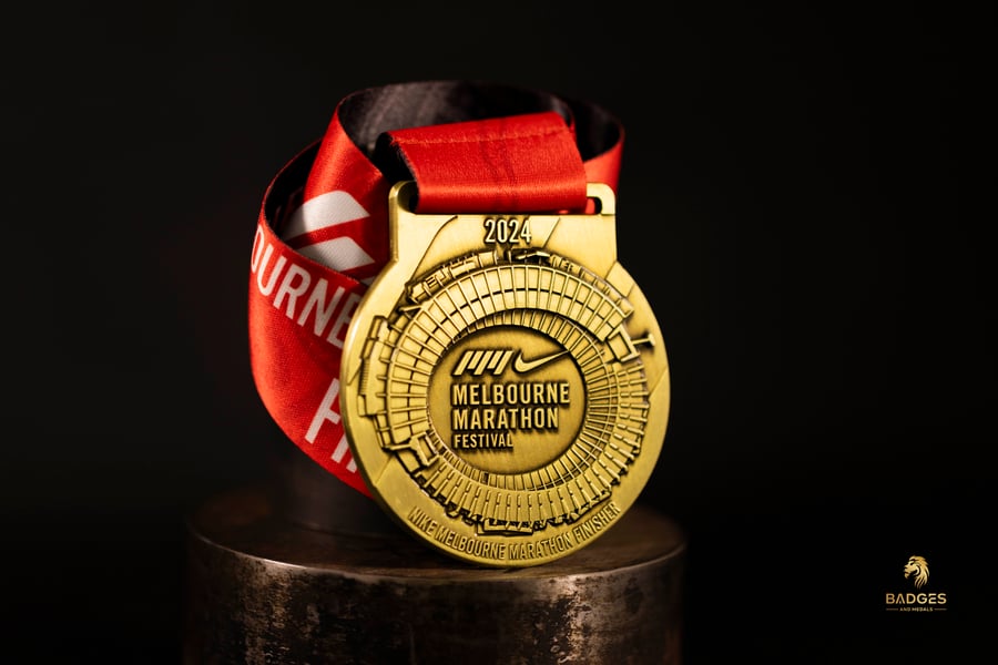 Custom Melbourne Marathon medal.