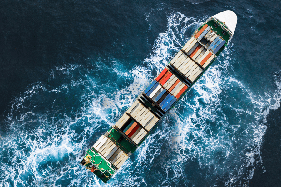 Image of a cargo ship at sea.