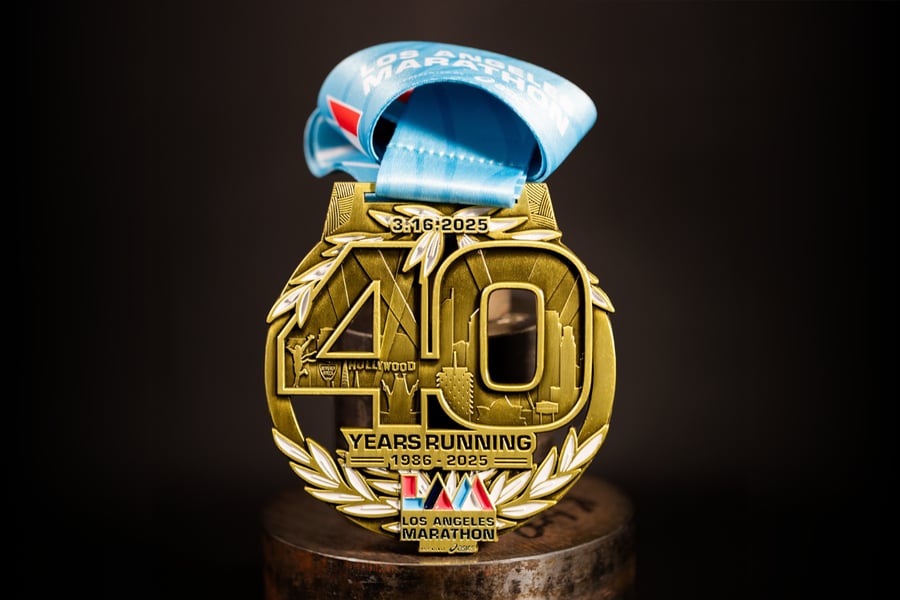 Custom Los Angeles Marathon medal.