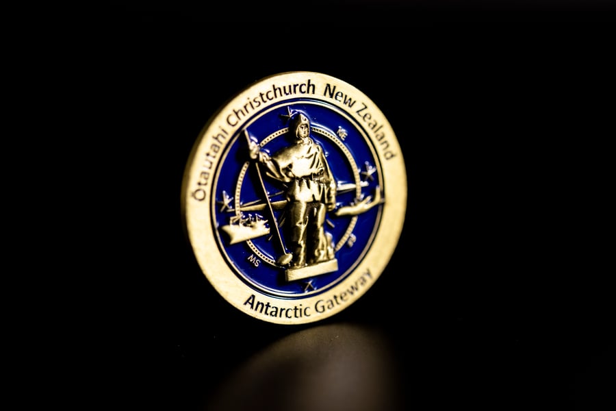 Custom challenge coin for Antarctica New Zealand